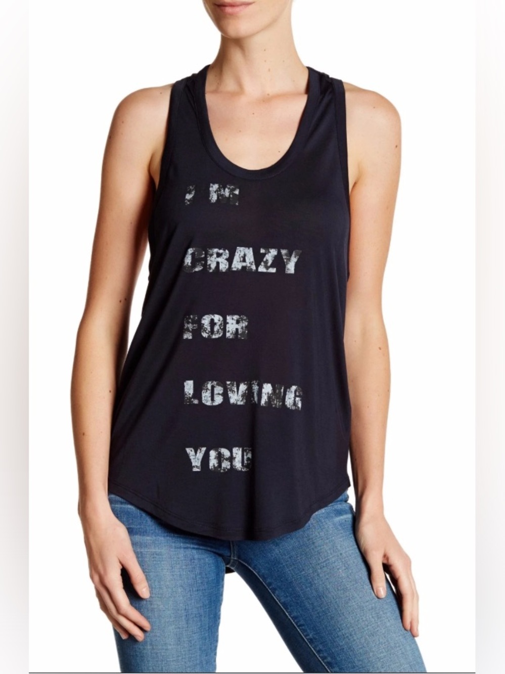 NWT Haute Hippie Soft Grunge Long Loose Racerback Tank Midnight Size Small